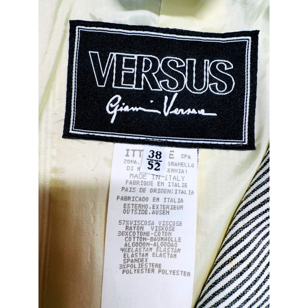 Versus Gianni Versace Caban Jacket Sz 52 Black Pinstripe Double Breasted NWT 90s - Picture 8 of 16
